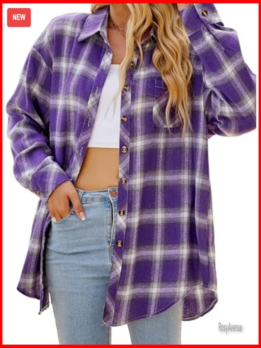 Womens Button Down Flannel Shirt Long Sleeve Plaid Business Casual Blouse